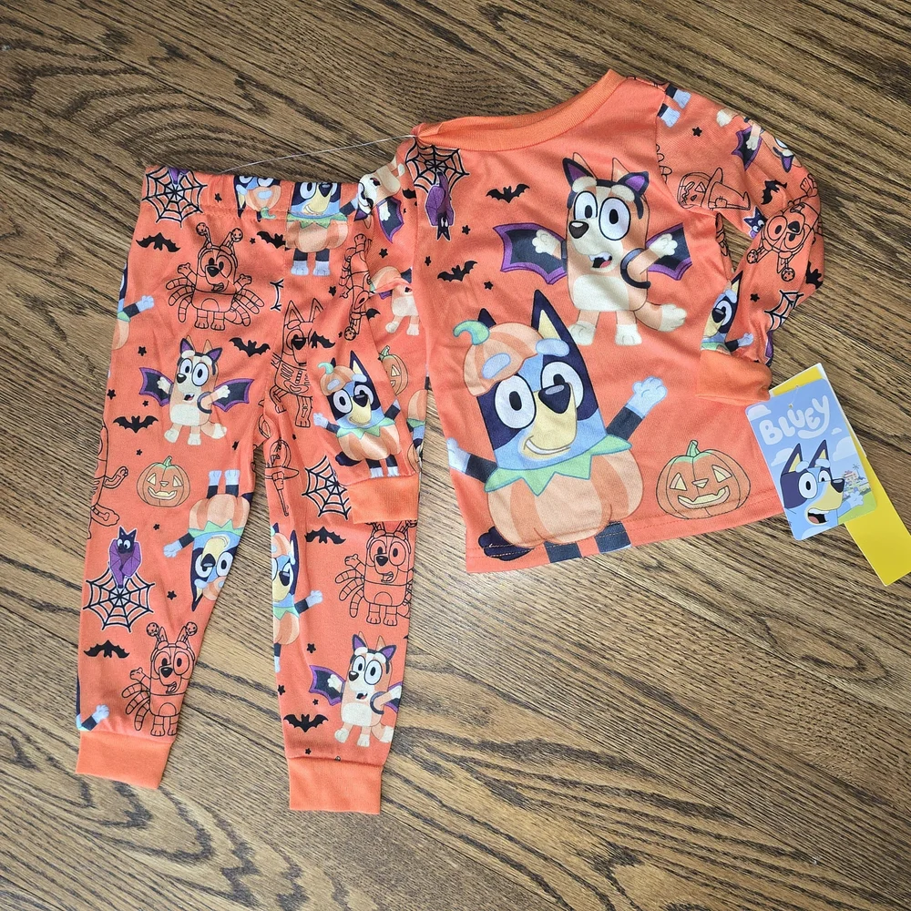 Bluey Kids Halloween Pajama Set - Orange 2T NWT